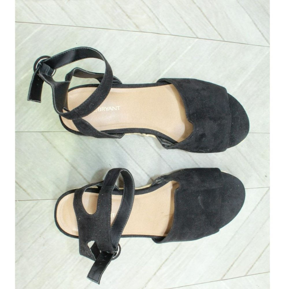 Lane Bryant Black Suede Ankle Strap Espadrille Platform Sandals Size 9 Wide - Picture 7 of 10